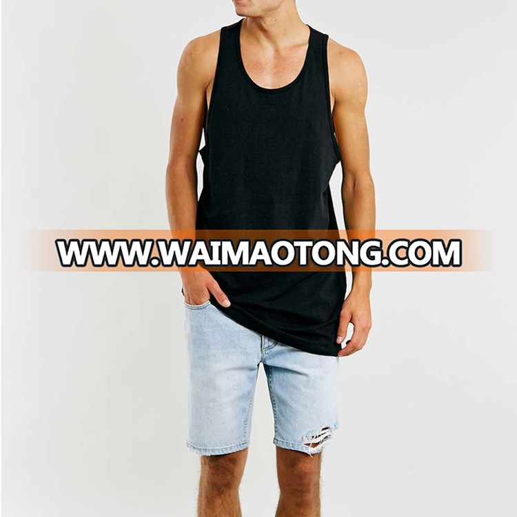 black long line stringer tank top